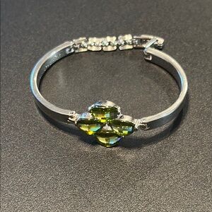 Silver Bracelet with Green Gemstone